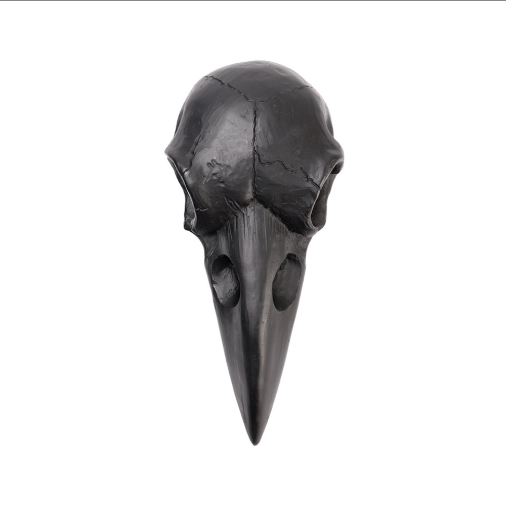 DISCONTINUED!! Alchemy Gothic Black Raven Skull Hand Held Mirror NWT